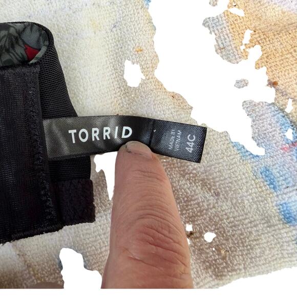 Torrid Red Bkack Rose Floral Push Up Plus Size Bra size 44C - Picture 6 of 8